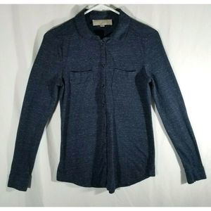 Loft Long Sleeve Soft Cotton Button Down Blue XS
